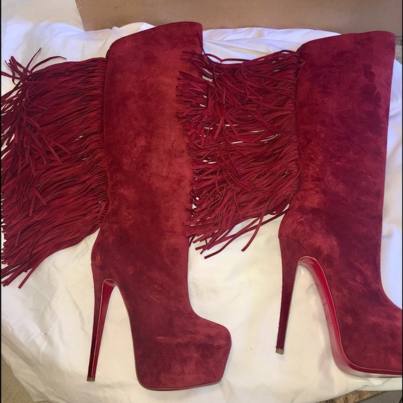 Christian Louboutin Shoes - NEW Christian Louboutin INTERLOPA 160 Velours Fringe Boots